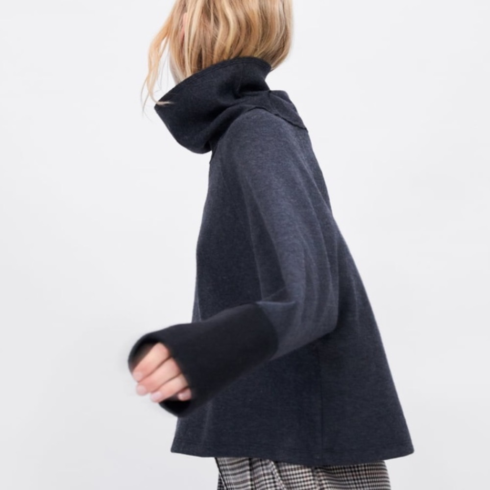 New! High Collar Zara Wool Fashion Top, Size S